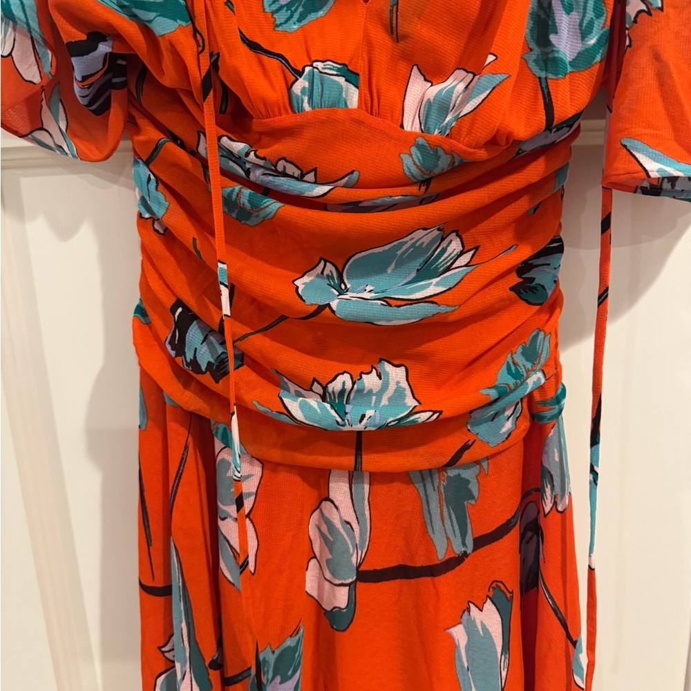 Diane Von Furstenberg Red Floral Midi Dress - Picture 2 of 6